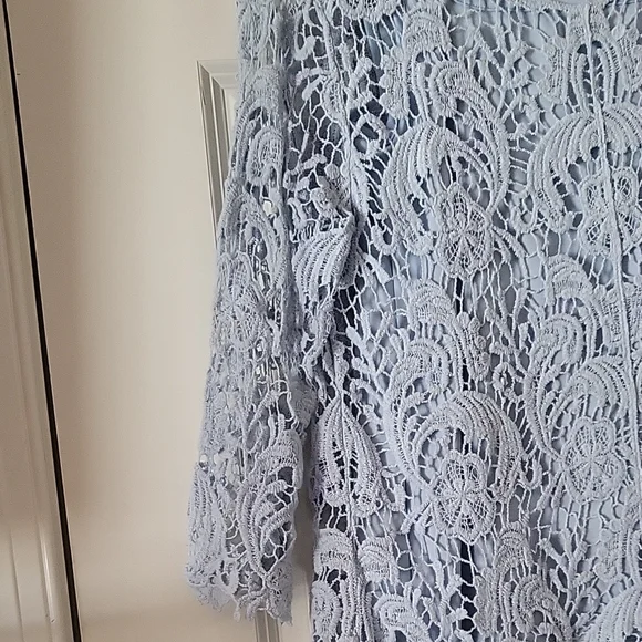 BFA Classics Light Blue Lace Long Sleeve Blouse Women's Small - Picture 7 of 11